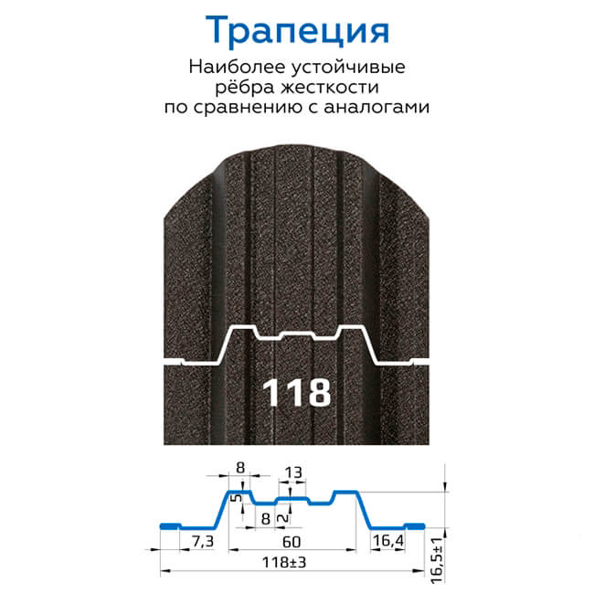 Евроштакетник Трапеция-усиленный