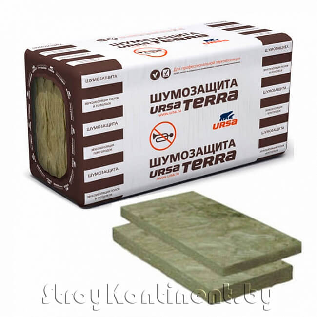 Утеплитель URSA TERRA 34 PN Шумозащита 1250x610x100 негорючая минеральная звукоизоляция.
